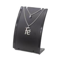 Colar Duplo Feminino escrito Fé em aço inox não escurece antialérgico gargantilha Colar Duplo Feminino escrito Fé em aço inox não escurece antialérgico gargantilha