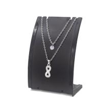 Colar Duplo Feminino Não Escurece Corrente Fino símbolo infinito aço inox prata ponto de luz strass Colar Duplo Feminino Não Escurece Corrente Fino símbolo infinito aço inox prata ponto de luz strass