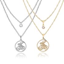 colar duplo feminino são jorge Proteção e Devoção prateada folheado dourado gargantilha