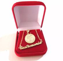 Colar Duplo Gastronomia Chefe Cozinheiro Folheado a Ouro 18K