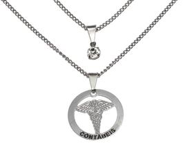 Colar Duplo Minha Profissão Contabilidade Aço Inox Colar Duplo Minha Profissão Contabilidade Aço Inox