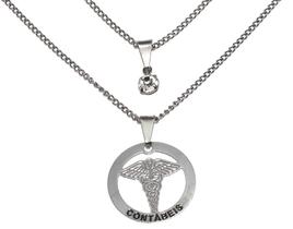 Colar Duplo Minha Profissão Contabilidade Aço Inox Colar Duplo Minha Profissão Contabilidade Aço Inox