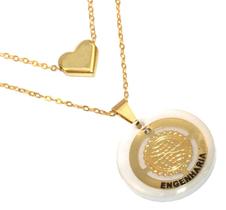 Colar Duplo Minha Profissão Engenharia Folheado Ouro 18k Colar Duplo Minha Profissão Engenharia Folheado Ouro 18k