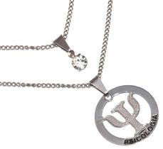 Colar Duplo Minha Profissão Psicologia Psicologa Aço Inox Colar Duplo Minha Profissão Psicologia Psicologa Aço Inox