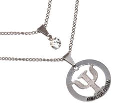 Colar Duplo Minha Profissão Psicologia Psicologa Aço Inox