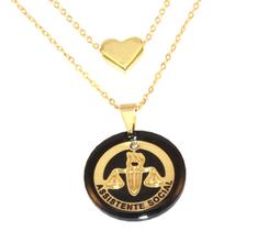 Colar Duplo Minha Profissão Serviço Social Folheado Ouro 18k Colar Duplo Minha Profissão Serviço Social Folheado Ouro 18k