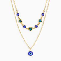 Colar Duplo Olho Grego - Banhado em Ouro 18k Colar Duplo Olho Grego - Banhado em Ouro 18k
