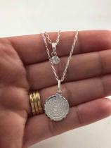 Colar Duplo Ping. Pai Nosso Ponto Luz Prata 925 40/45 Cm Colar Duplo Ping. Pai Nosso Ponto Luz Prata 925 40/45 Cm