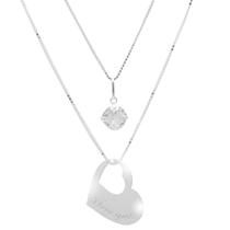 Colar Duplo Ponto De Luz E Coração I love You Em Prata 925 Correntinha Com Zircônia Presente Namorada Colar Duplo Ponto De Luz E Coração I love You Em Prata 925 Correntinha Com Zircônia Presente Namorada