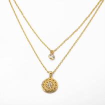 Colar Duplo Ponto de Luz e Mandala Cruz Banhado ouro 18K Colar Duplo Ponto de Luz e Mandala Cruz Banhado ouro 18K