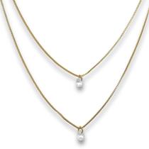 Colar Duplo Ponto de Luz Zirconia Banhado Ouro 18k