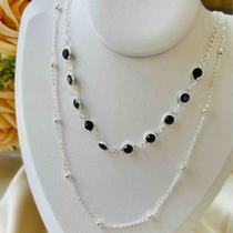 Colar Duplo Prata e Cristais Colar Duplo Prata e Cristais