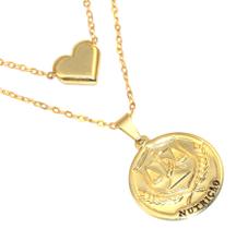 Colar Duplo Profissão Cordão Nutrição Folheado Ouro 18k