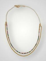 COLAR DUPLO RIVIERA COLORIDA + CORDÃO Dourado