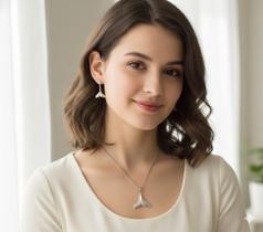 Colar e Brinco Cauda de Sereia em Aço Inoxidável