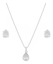 Colar E Brinco Conjunto Feminino Prata Pura 925 Colar E Brinco Conjunto Feminino Prata Pura 925