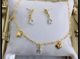 Colar e brinco delírio em bijoteria