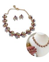 Colar e brinco lilás, azul e verde menta com banho dourado colar candy color