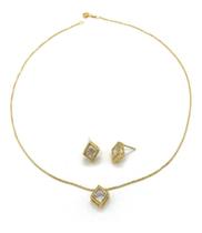 Colar e Brinco Zircônia Corrente Veneziana Fina Ouro 18k Colar e Brinco Zircônia Corrente Veneziana Fina Ouro 18k