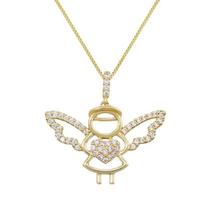 Colar e Pingente Anjo da Guarda Proteção Banhado a Ouro 18k - 10 Milésimos Colar e Pingente Anjo da Guarda Proteção Banhado a Ouro 18k - 10 Milésimos