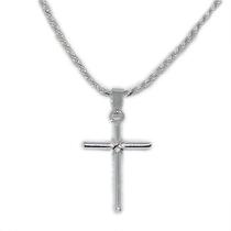 Colar e pingente de cruz para homens em prata esterlina 925