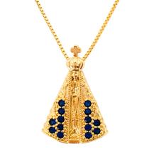 Colar e Pingente Nossa Senhora Aparecida Zircônia Banhada a Ouro 18k