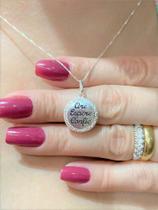 Colar E Pingente Ore Espere Confie Zircônia Prata 925 Ref. 1223