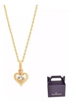 Colar E Pingente Rommanel Coração Vazado Folheado Ouro 50cm