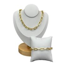 Colar e Pulseira Corrente Elos Fino Folheado a Ouro 18k