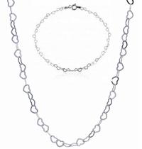 Colar E Pulseira Feminino Choker 50cm Prata 925 Coração R346