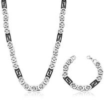 Colar E Pulseira Masculina Em Aço Inox Colar E Pulseira Masculina Em Aço Inox