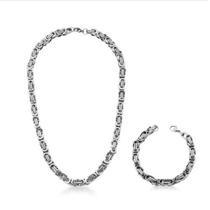 Colar E Pulseira Masculino Aço Inox E Malha Groumet