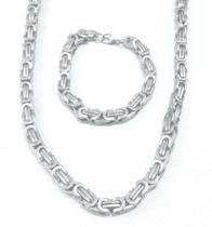 Colar E Pulseira Masculino Em Aço Inox E Malha Groumet