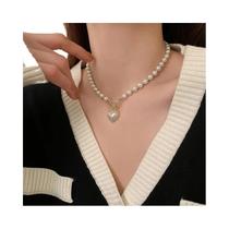 Colar Elegante De Pérolas Para Meninas Com Pingente De Coração Luxuoso Imitando Pérolas Joias Para