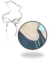 Colar Elegante Luxo Banhado a Ouro Branco LB Acessórios 35 cm