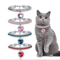 Colar Elegante para Pet Pingente de Coração com Cristais -Moda Pet Colar Elegante para Pet Pingente de Coração com Cristais -Moda Pet