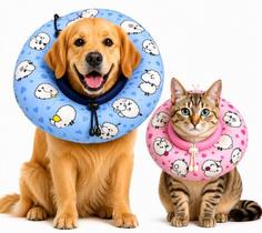 Colar elizabetano almofadado confortável estampa ovelha para gatos e cães Colar elizabetano almofadado confortável estampa ovelha para gatos e cães