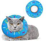 Colar elizabetano disco em tecido acolchoado para caes e gatos porte pequeno.