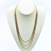 Colar Ello Escalonado 9 Fios 3x3 Banho Ouro 18k 769