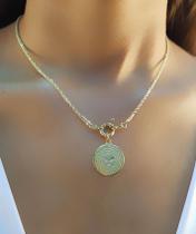 Colar Elo Baiano com Fecho Boia e Oração Pai Nosso Banhado a Ouro Colar Elo Baiano com Fecho Boia e Oração Pai Nosso Banhado a Ouro