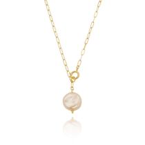 Colar Elo com Pérola Barroca - Semijoia Banho Ouro 18 K Colar Elo com Pérola Barroca - Semijoia Banho Ouro 18 K