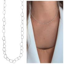 Colar Elo de Coração Delicado Prata 925 Legitima Feminina