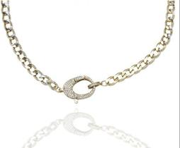 Colar Elo Fecho com Pedras em Banho de Ouro Amarelo