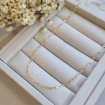 Colar Elo Retangular 40cm Banhado A Ouro 18K - Tittanium Semijoias