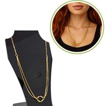 Colar Elo Torcido Banhado A Ouro Feminino Corrente Dupla