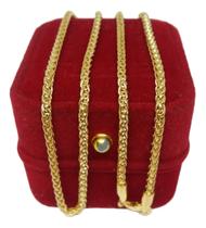 Colar Elo Trançado 3mm Joias Nobre Ouro 45cm Banhado a Ouro