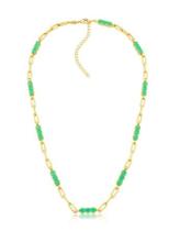 Colar elos com pontos de berilo verde fusion banhado a ouro - 45 cm Colar elos com pontos de berilo verde fusion banhado a ouro - 45 cm