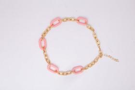 Colar Elos Dourado e Rosa Candy Colors