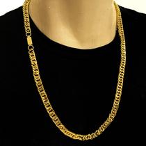 Colar Elos Duplos 8mm Corrente Masculina Banhado Ouro 18k