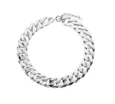 COLAR ELOS GROUMET LISOS BANHADO A RÓDIO BRANCO - 40cm + 5cm Extensor